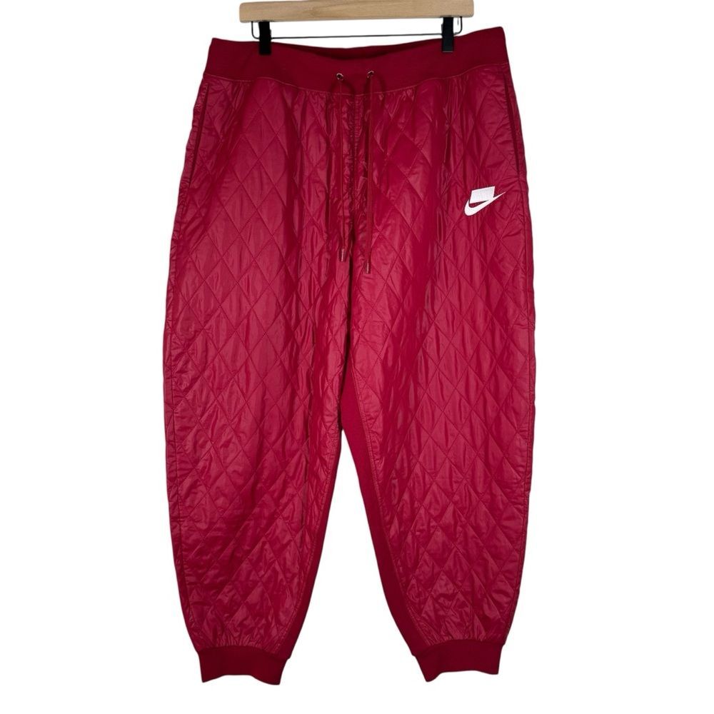 Nike NSW Sport Pack Women’s Quilted Loose Fit Pants Magenta Size XL CJ6256-620